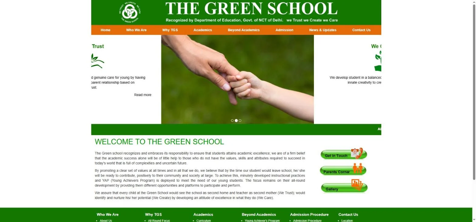 The Green School website designed by VNForge Labs