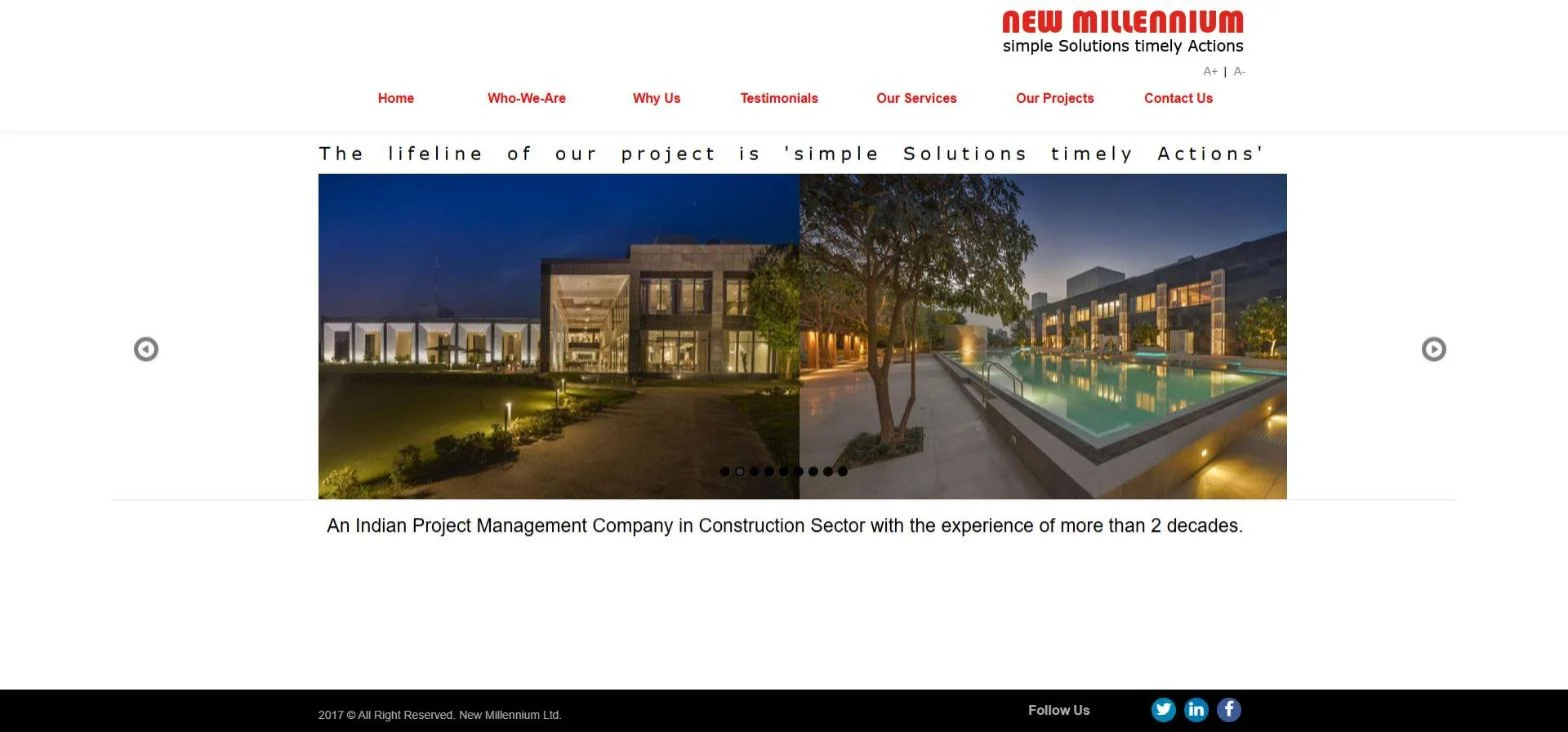 New Millennium homepage designed by VNForge Labs